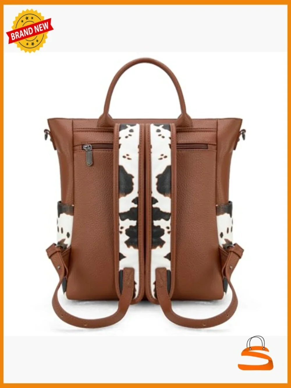 Convertible Backpack Purse Cow Print with Crossbody Strap